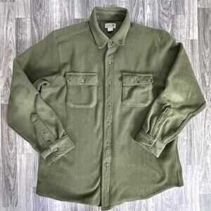 L.L.Bean Green Fleece Button Up Shirt Jacket Mens Polyester Outdoor #273072